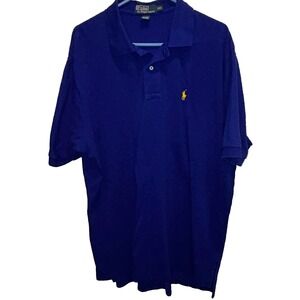 Polo Ralph Lauren XXL Men's‎ Shirt Dark Blue, Embroidered Yellow Pony